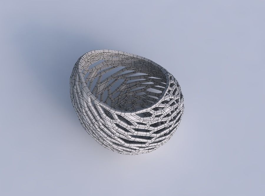 Bowl skewed and twisted with faceted and twisted organic latt... 3D print model_6