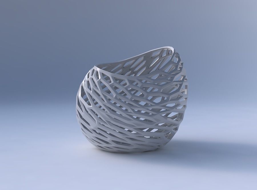 Bowl skewed and twisted with faceted and twisted organic latt... 3D print model_4