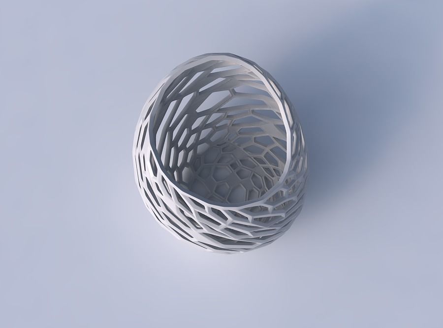 Bowl skewed and twisted with faceted and twisted organic latt... 3D print model_2