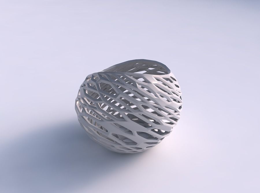 Bowl skewed and twisted with faceted and twisted organic latt... 3D print model_0