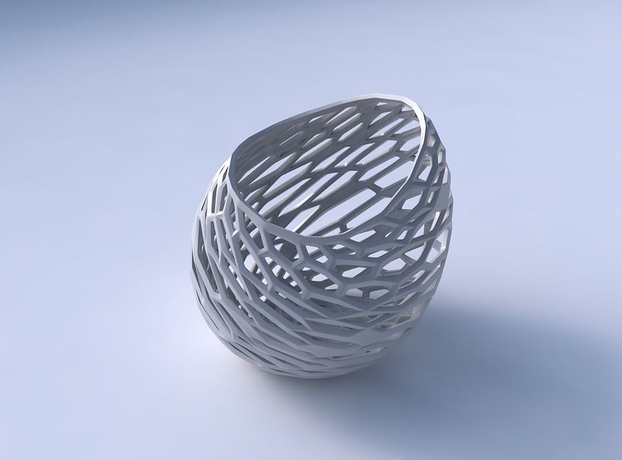 Bowl skewed and twisted with faceted and twisted organic latt... 3D print model_3