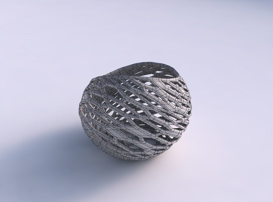 Bowl skewed and twisted with faceted and twisted organic latt... 3D print model_5