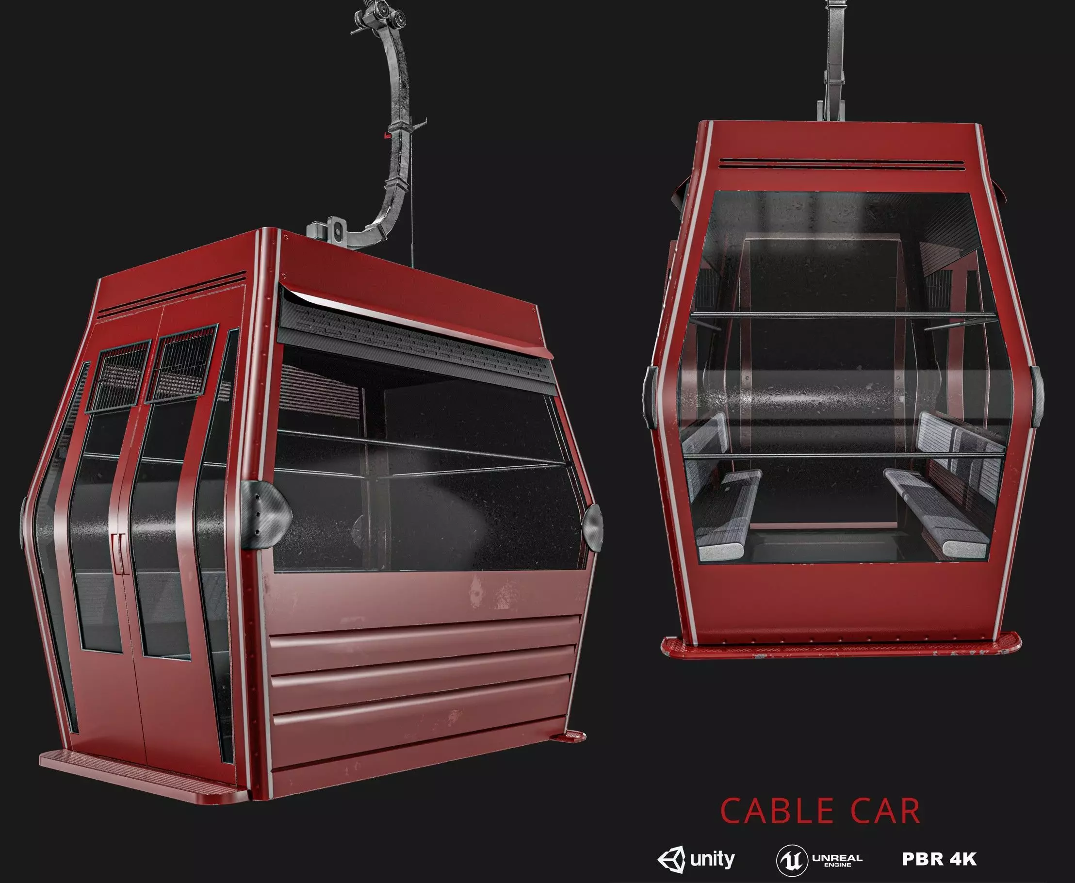 Cable Car Low-poly 3D model