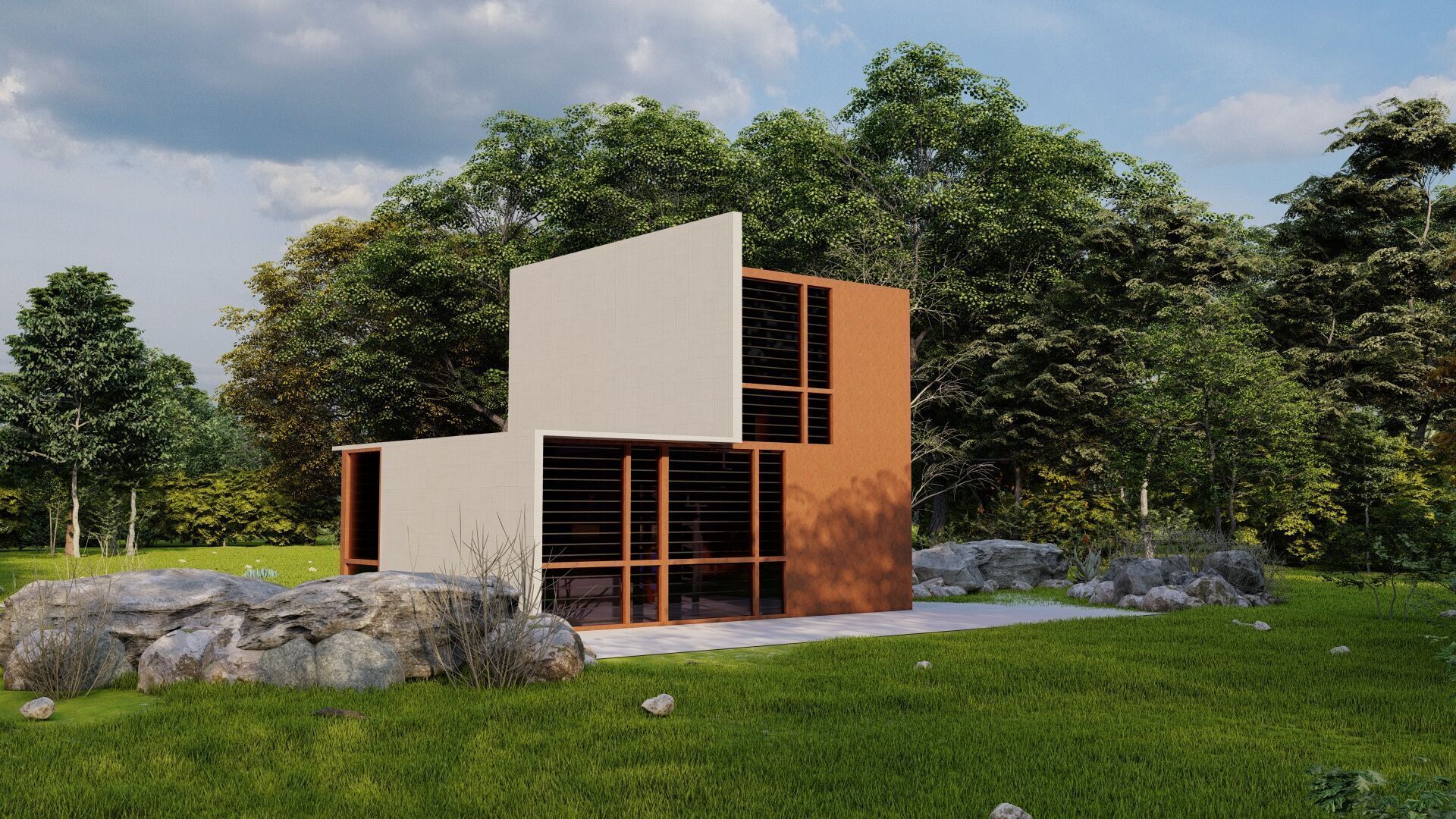 Forest villa-Casa Scene-Modern Villa 3D model_13