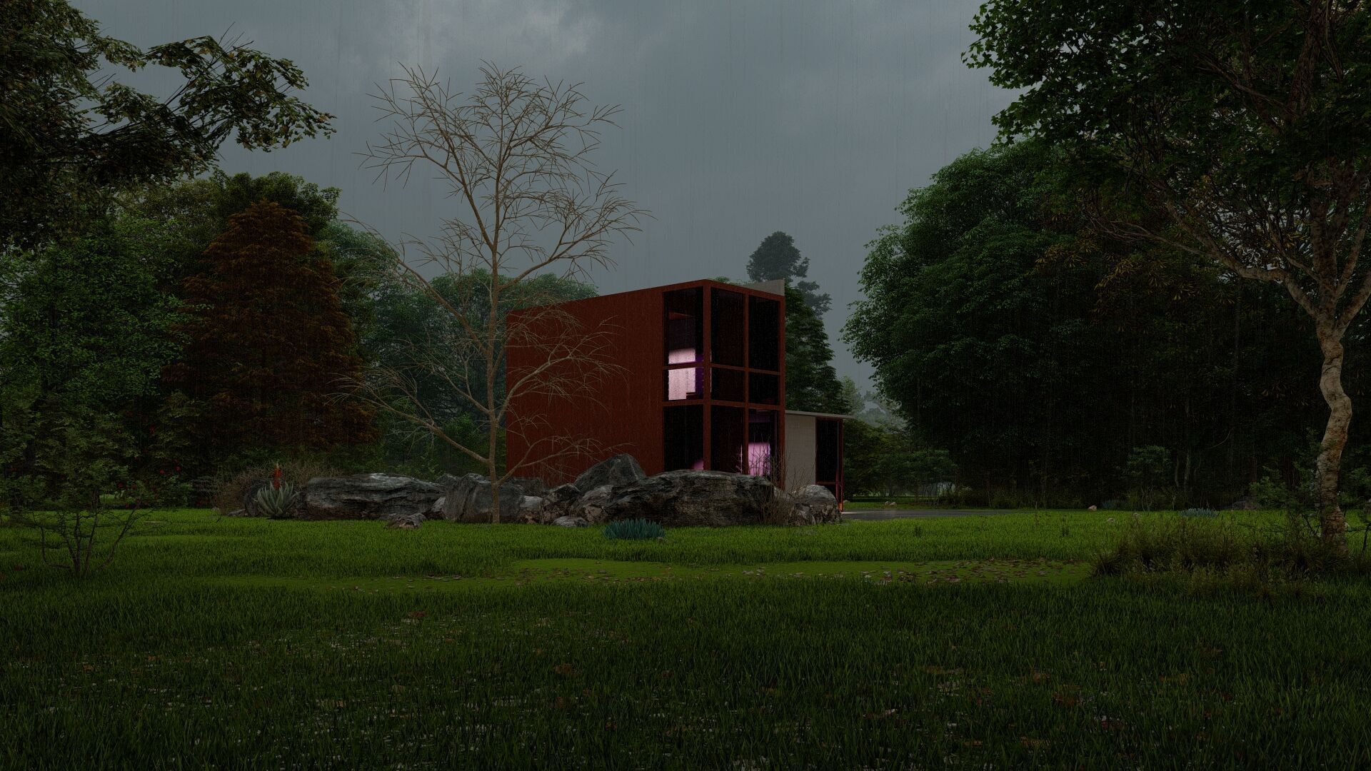 Forest villa-Casa Scene-Modern Villa 3D model_16