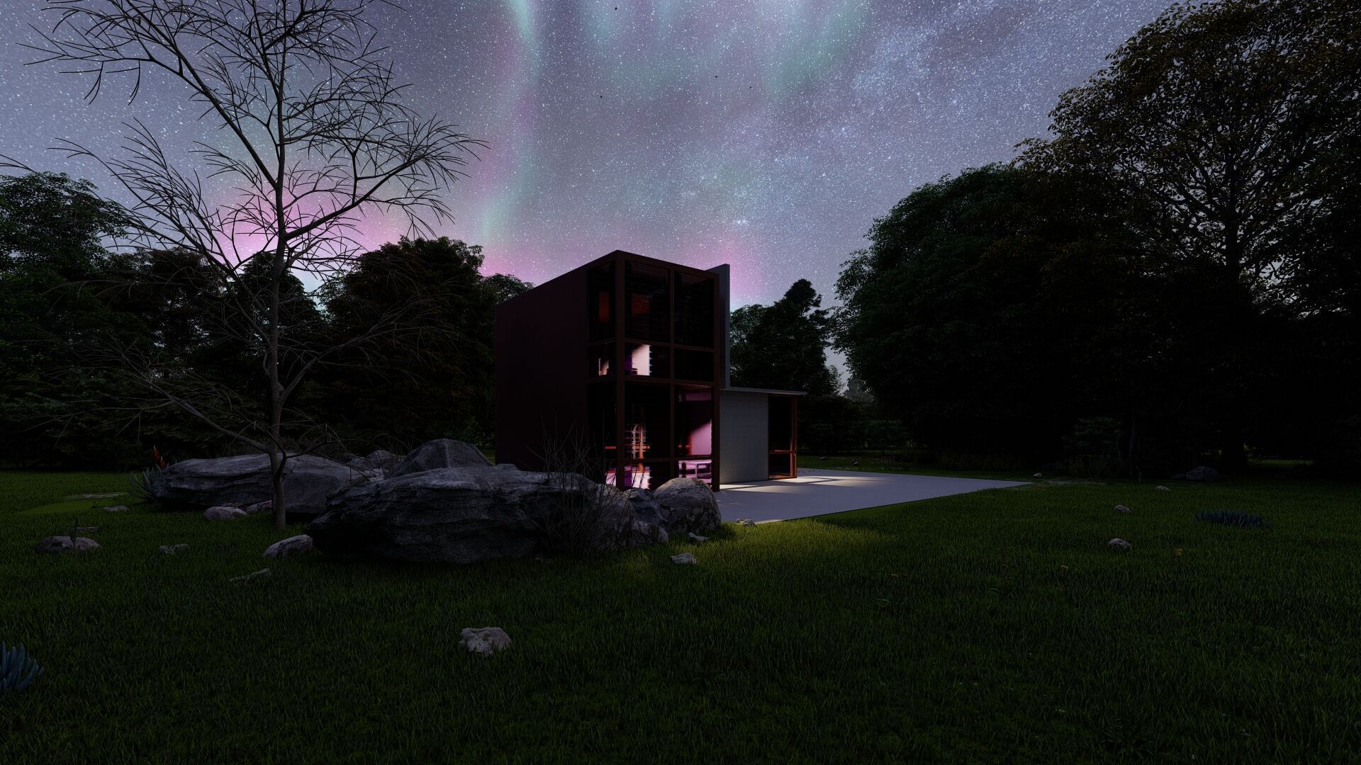 Forest villa-Casa Scene-Modern Villa 3D model_14