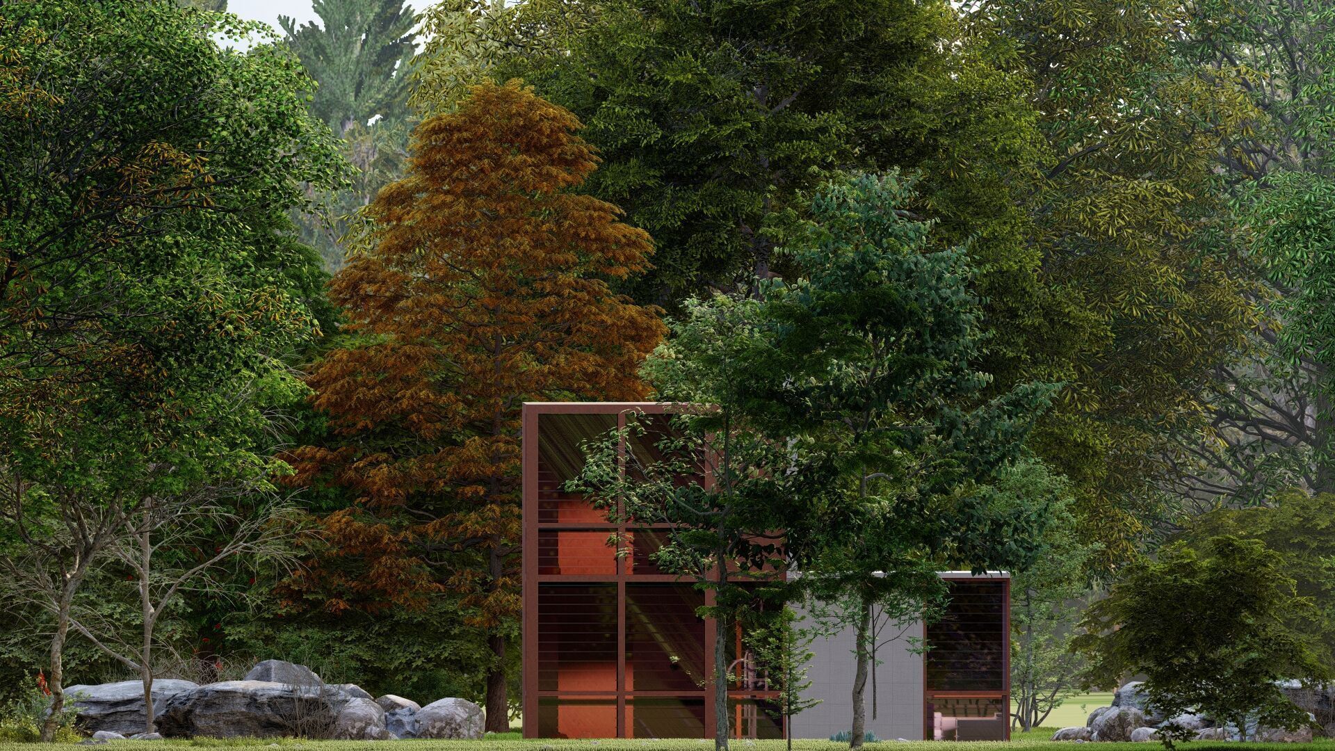 Forest villa-Casa Scene-Modern Villa 3D model_18