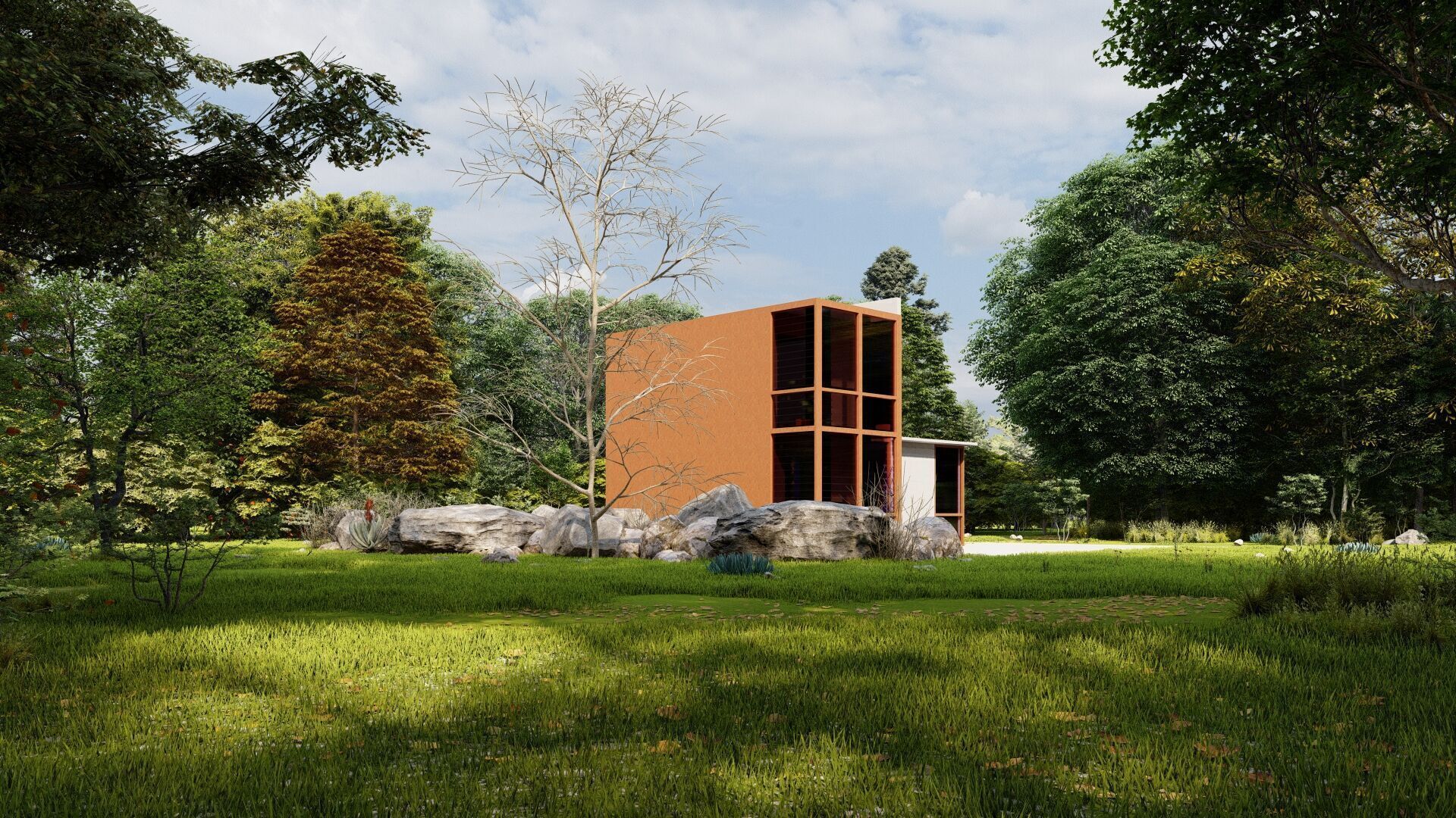 Forest villa-Casa Scene-Modern Villa 3D model_8