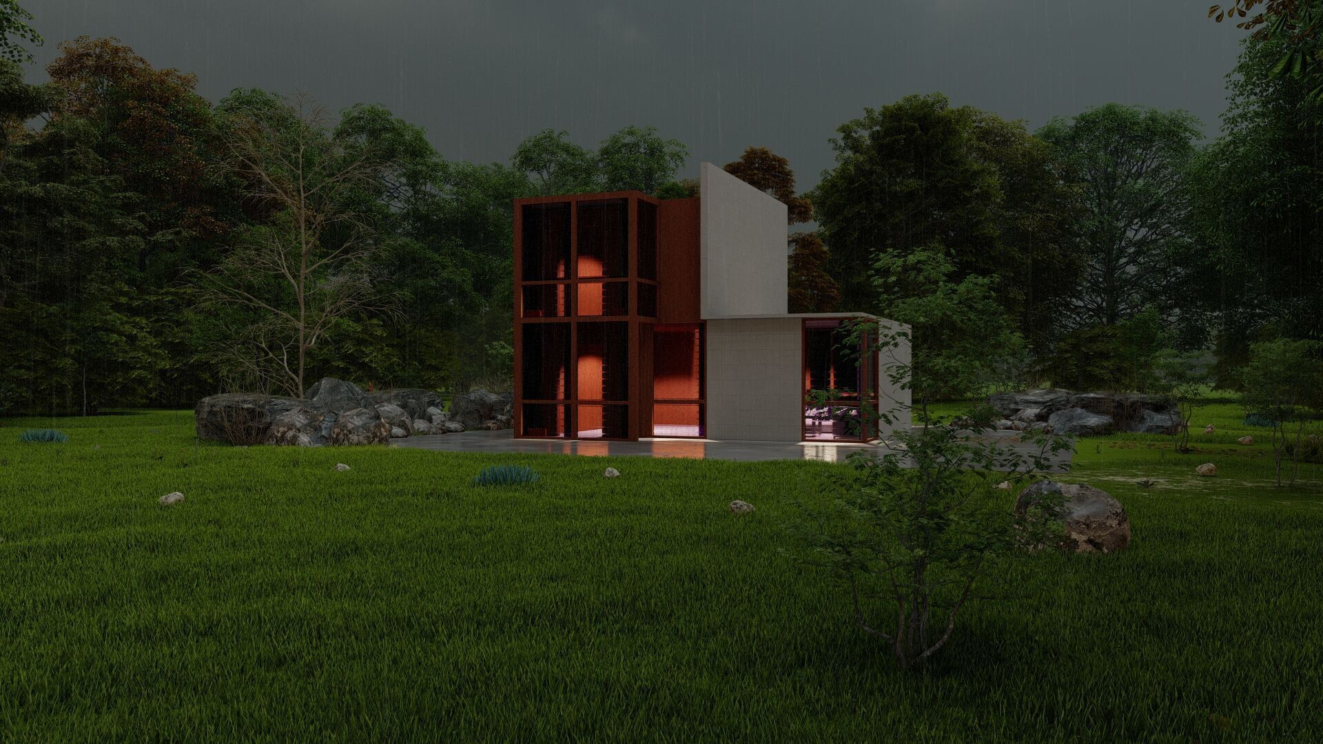 Forest villa-Casa Scene-Modern Villa 3D model_17