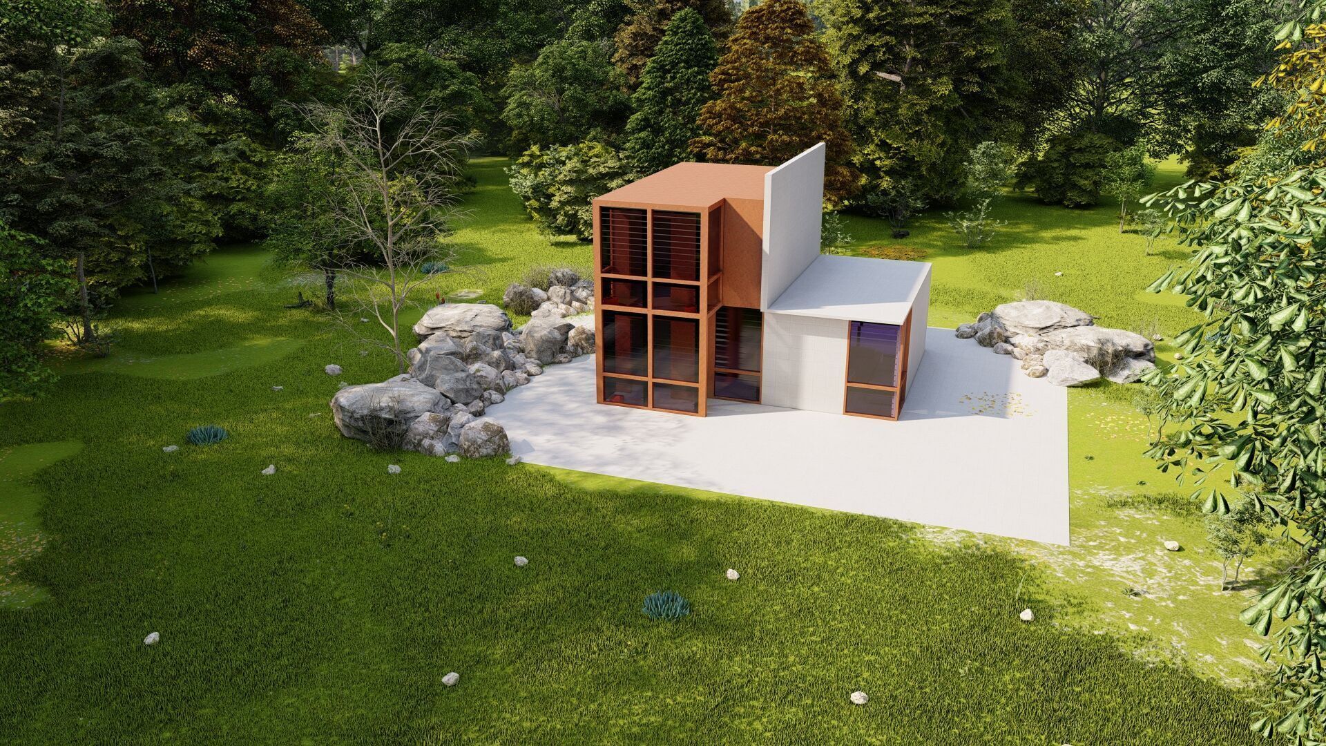 Forest villa-Casa Scene-Modern Villa 3D model_9