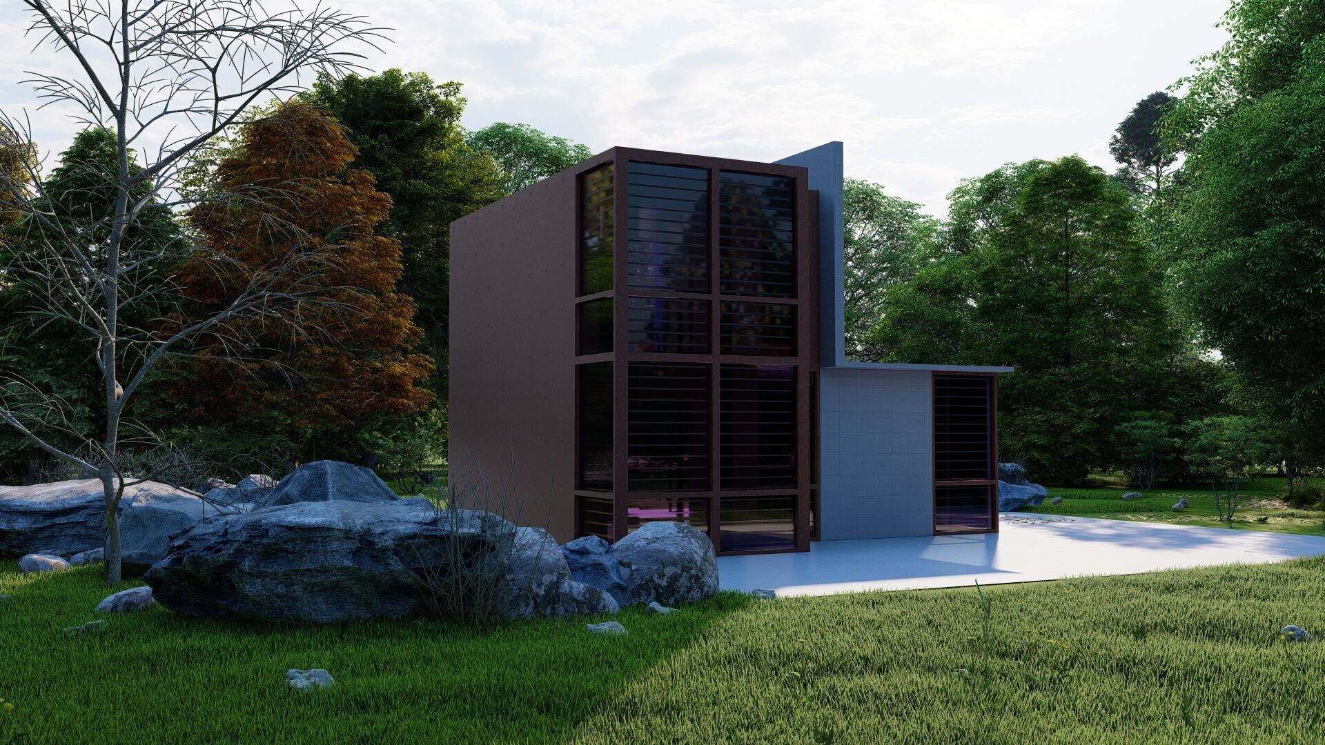 Forest villa-Casa Scene-Modern Villa 3D model_12