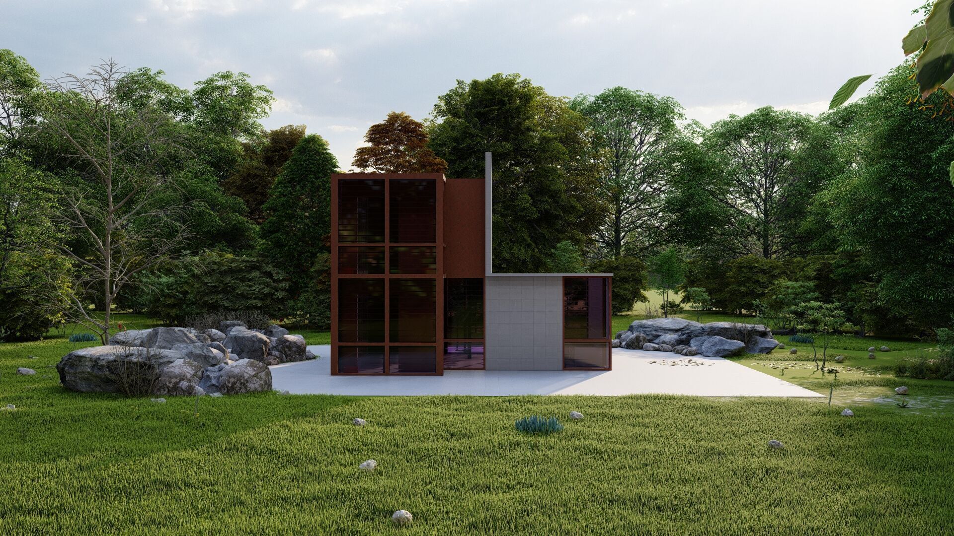 Forest villa-Casa Scene-Modern Villa 3D model_11