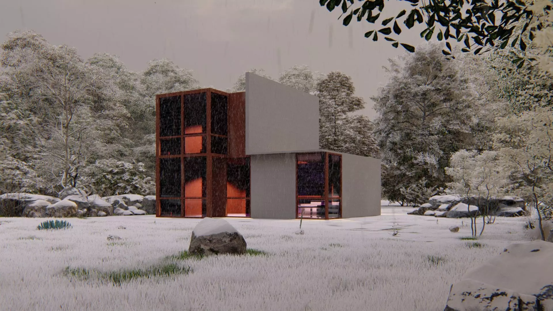 Forest villa-Casa Scene-Modern Villa 3D model_0