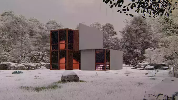 Forest villa-Casa Scene-Modern Villa 3D model