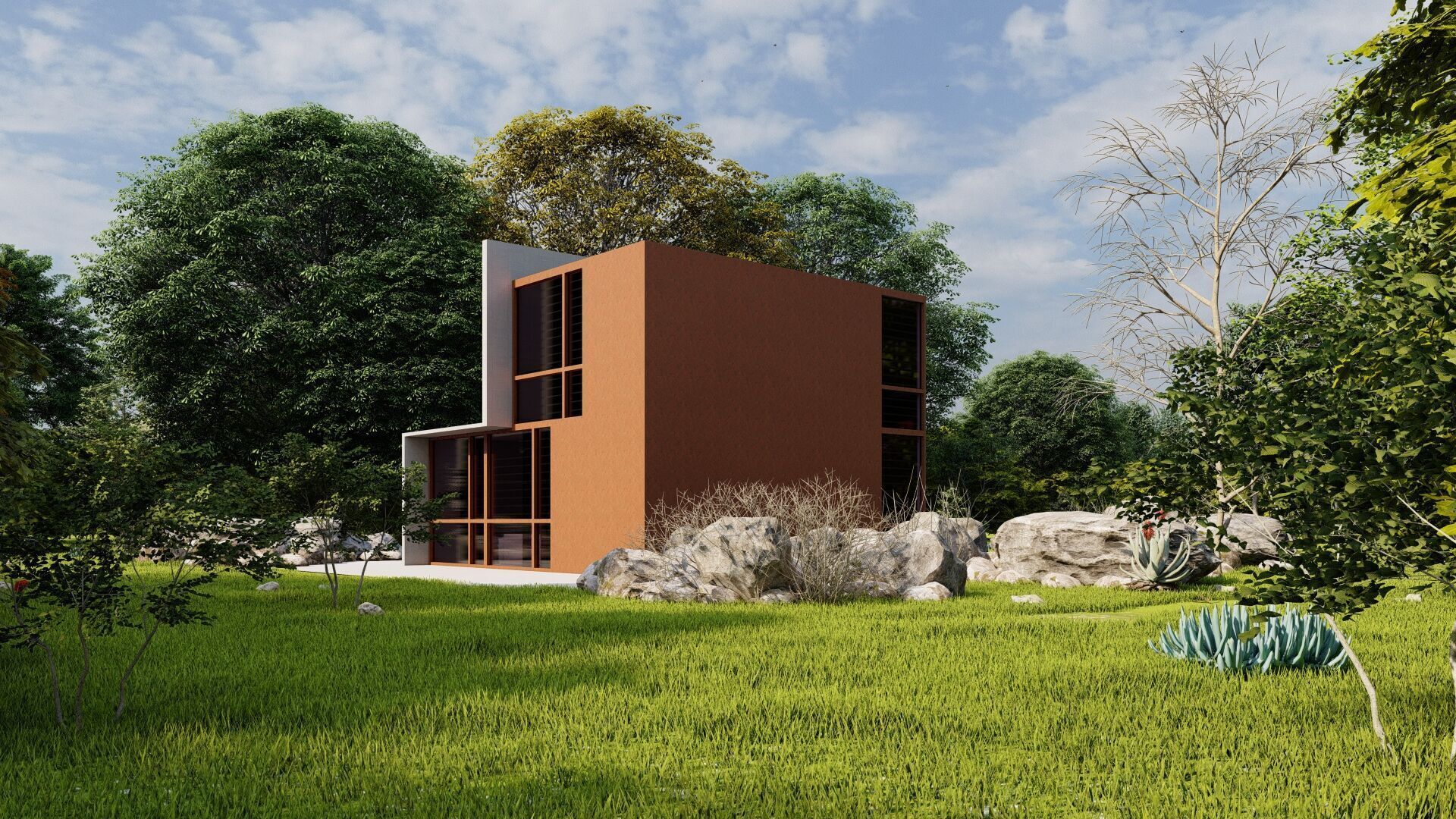 Forest villa-Casa Scene-Modern Villa 3D model_7