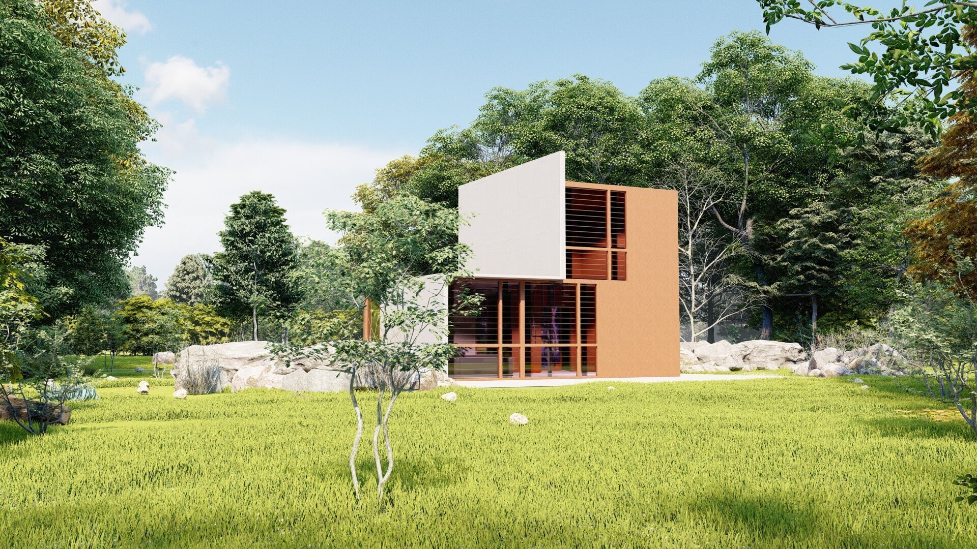 Forest villa-Casa Scene-Modern Villa 3D model_3