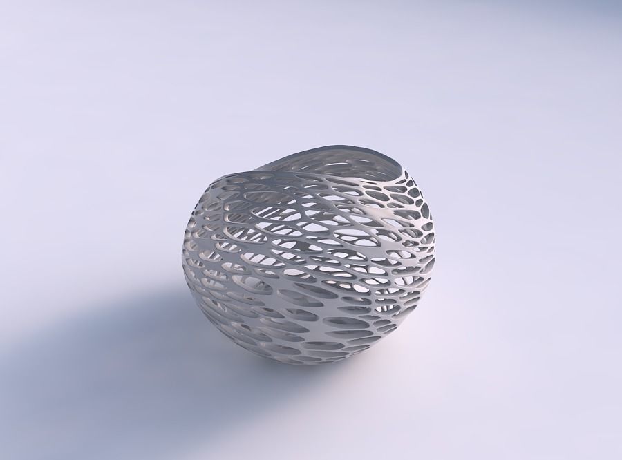 Bowl skewed and twisted with dense organic lattice 3D print model_0