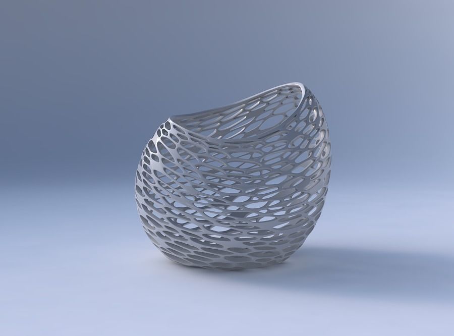 Bowl skewed and twisted with dense organic lattice 3D print model_4