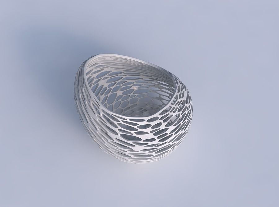 Bowl skewed and twisted with dense organic lattice 3D print model_1
