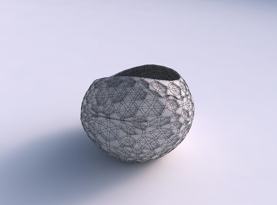 Bowl skewed and twisted with crystal dents 3D print model_5