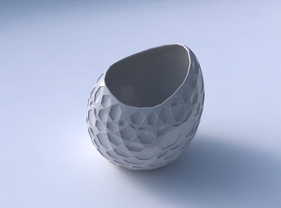 Bowl skewed and twisted with crystal dents 3D print model_3
