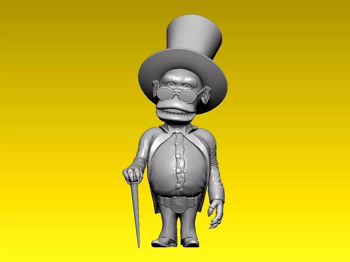 Monkey holding a stick - 3D print 3D print model_0