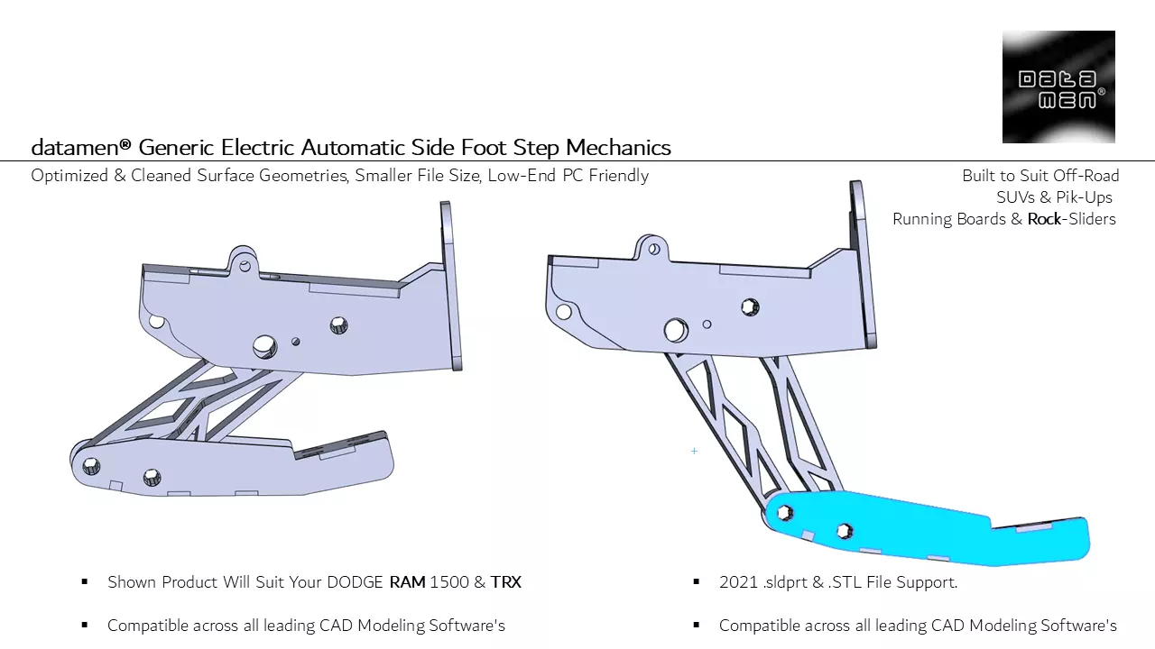 Generic Electric Automatic Foldable Side Step 3D CAD DODGE RAM 3D model