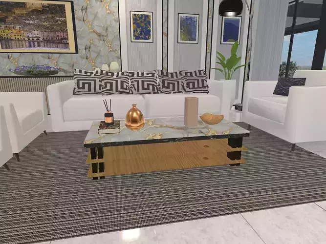 Three - Layered Rectangular Coffee Table