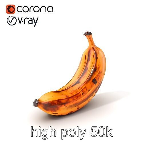 Rotten Banana Detailed Texture model pack Low-poly 3D model 2
