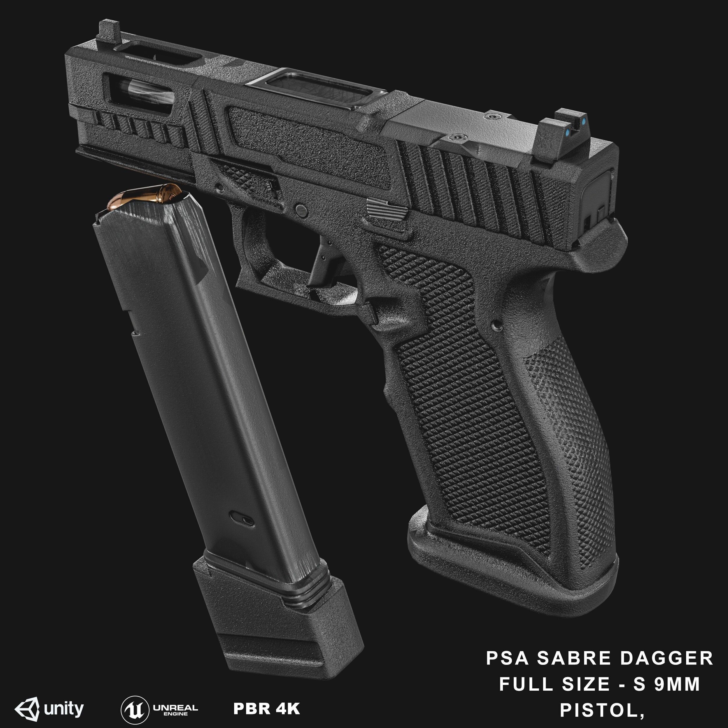 PSA Sabre Dagger Full Size - S 9mm Pistol Low-poly 3D model_18