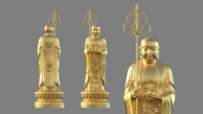 Ksitigarbha Bodhisattva Buddha Statue 3D model