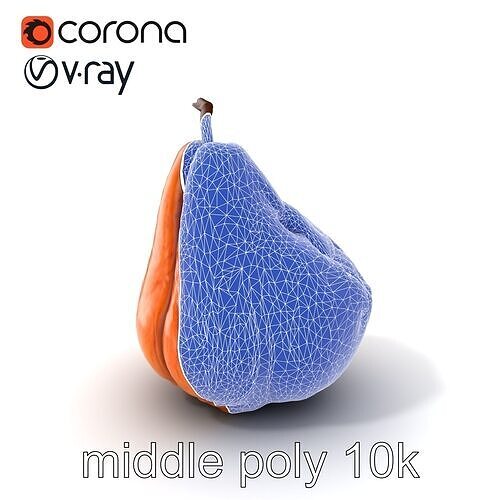Dried Pear Realistic Model Pack Low-poly 3D model 6
