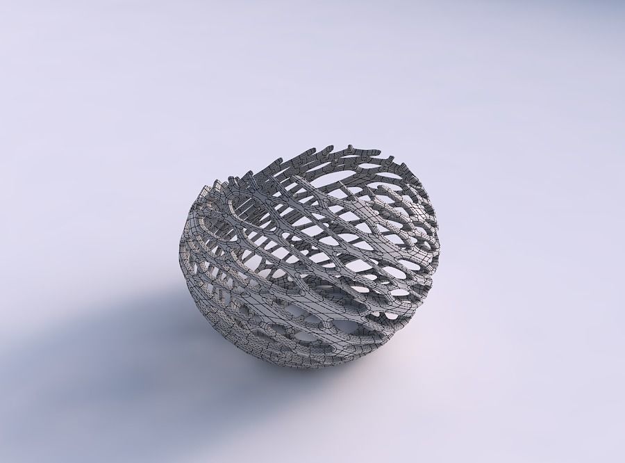 Bowl skewed and twisted with cracked and twisted organic lattice 3D print model_5