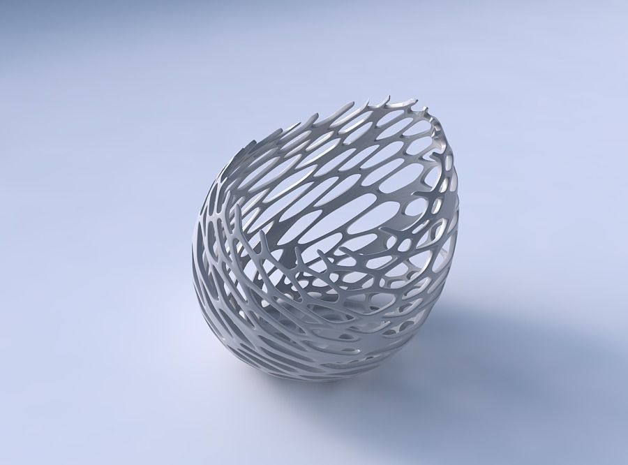 Bowl skewed and twisted with cracked and twisted organic lattice 3D print model_3