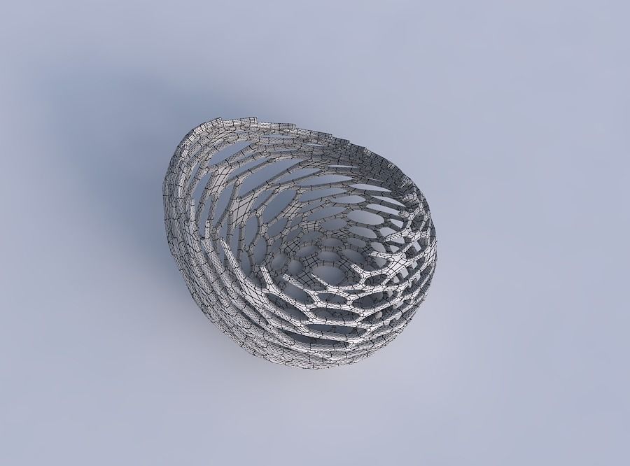 Bowl skewed and twisted with cracked and twisted organic lattice 3D print model_6