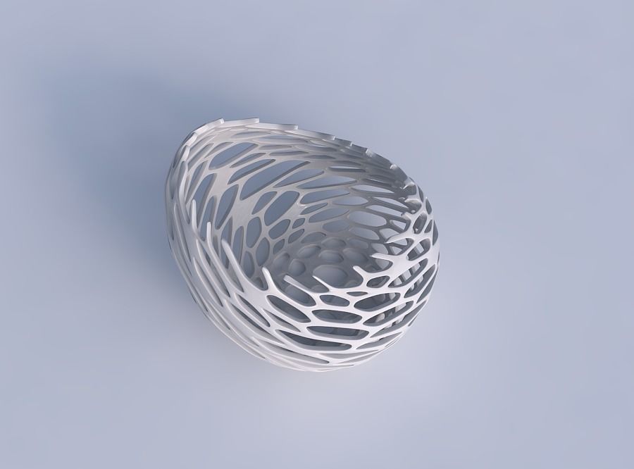 Bowl skewed and twisted with cracked and twisted organic lattice 3D print model_1