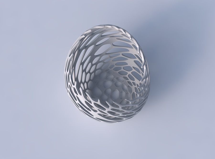 Bowl skewed and twisted with cracked and twisted organic lattice 3D print model_2