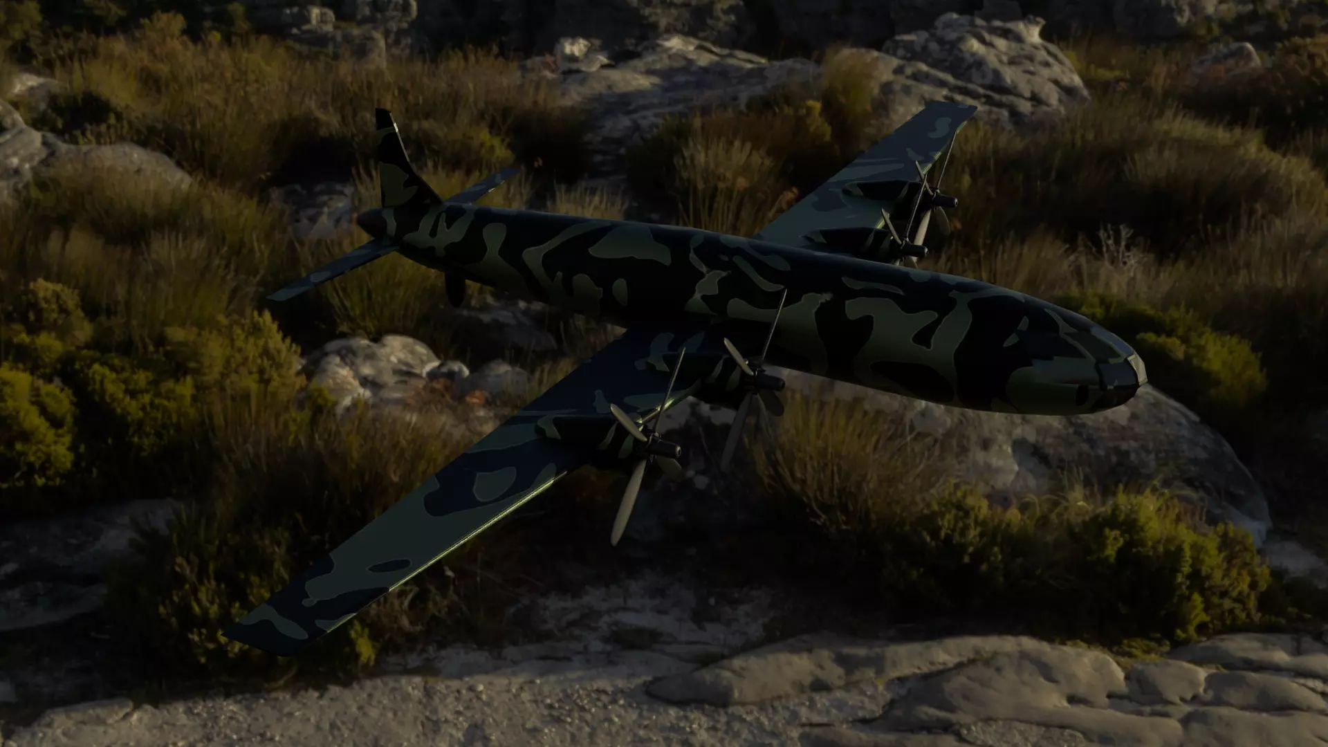 Millitary Transport or Bomber Aircraft Free low-poly 3D model