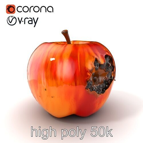 Rotten Apple Decay Detail model pack Low-poly 3D model 2