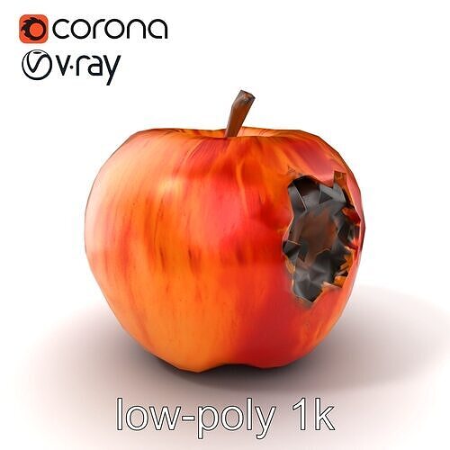Rotten Apple Decay Detail model pack Low-poly 3D model 5
