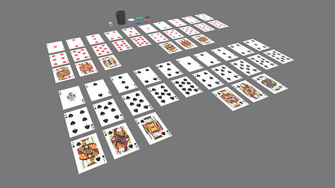 Poker Pack And Dices Low-poly 3D model