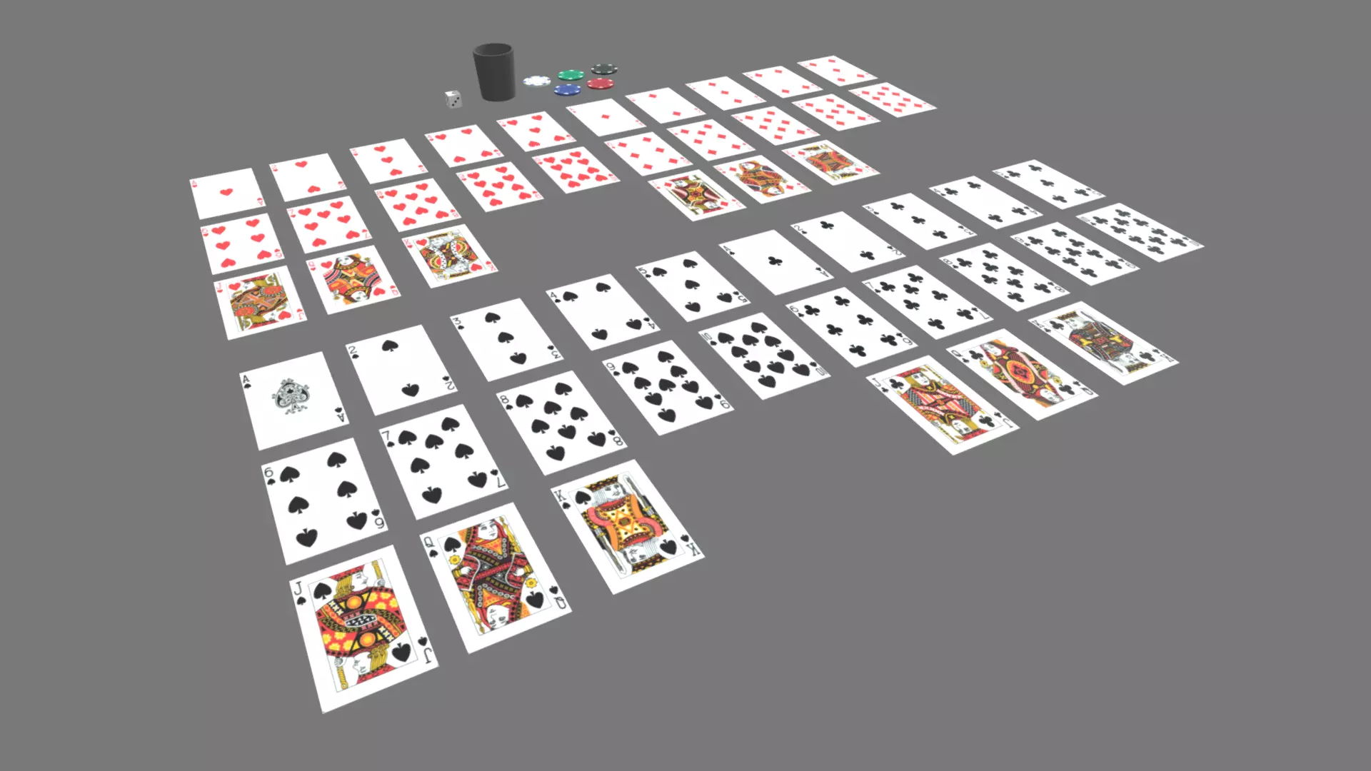 Poker Pack And Dices Low-poly 3D model