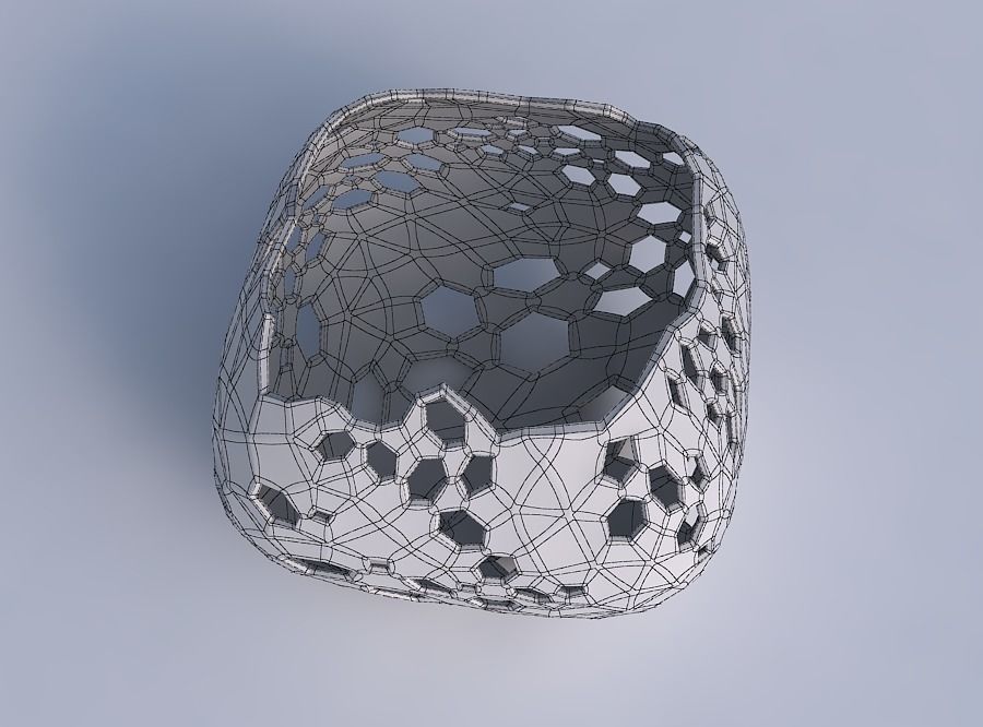 Bowl semi-quadratic with crystal skin with holes 3D print model_6