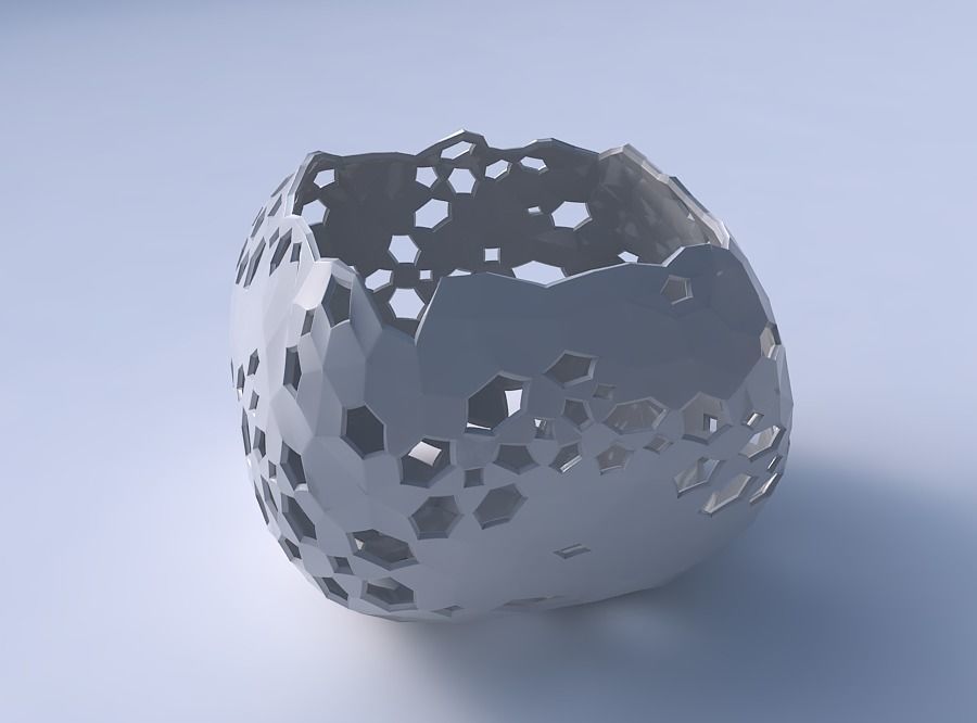 Bowl semi-quadratic with crystal skin with holes 3D print model_3