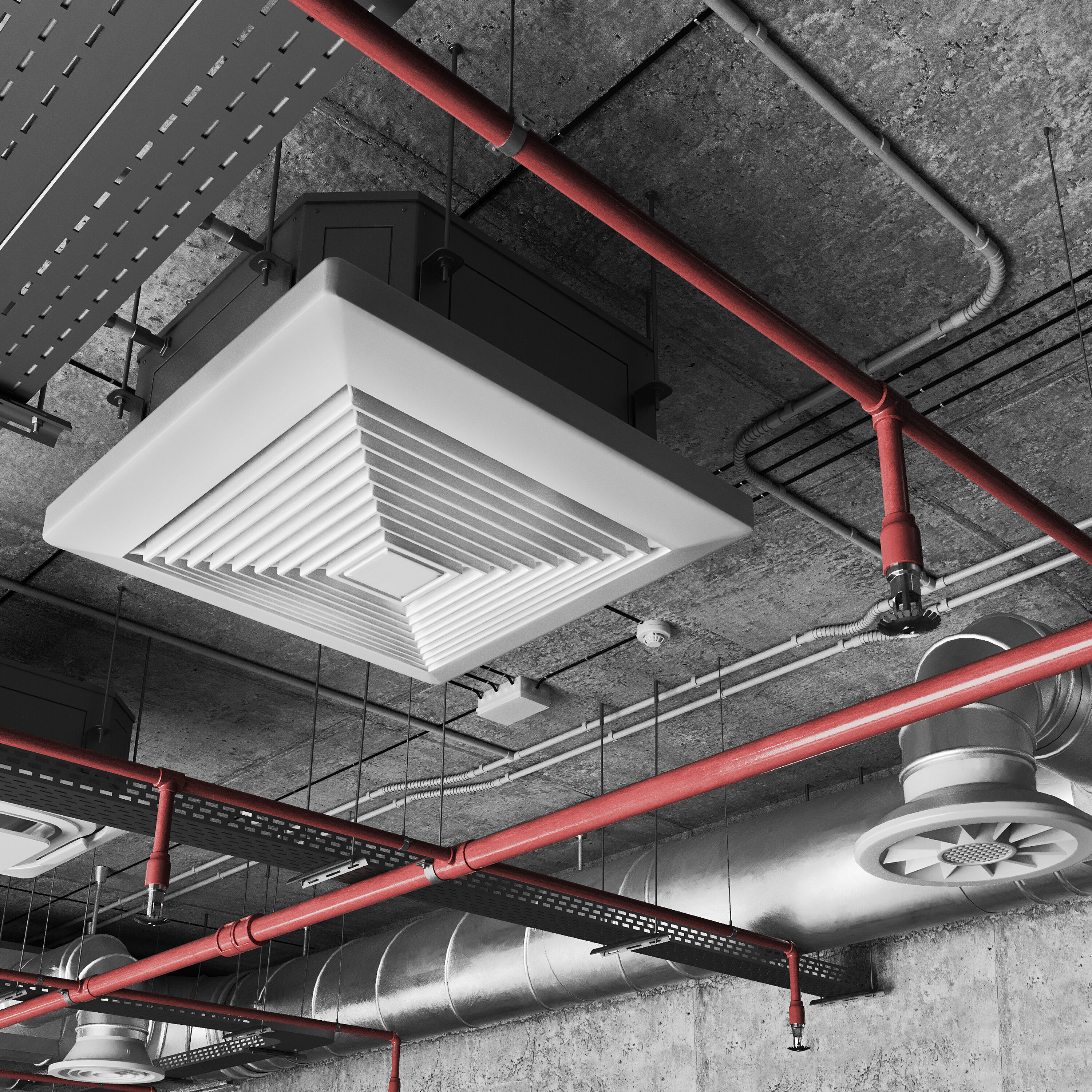 Industrial ceiling  Ventilation system  3D model_3
