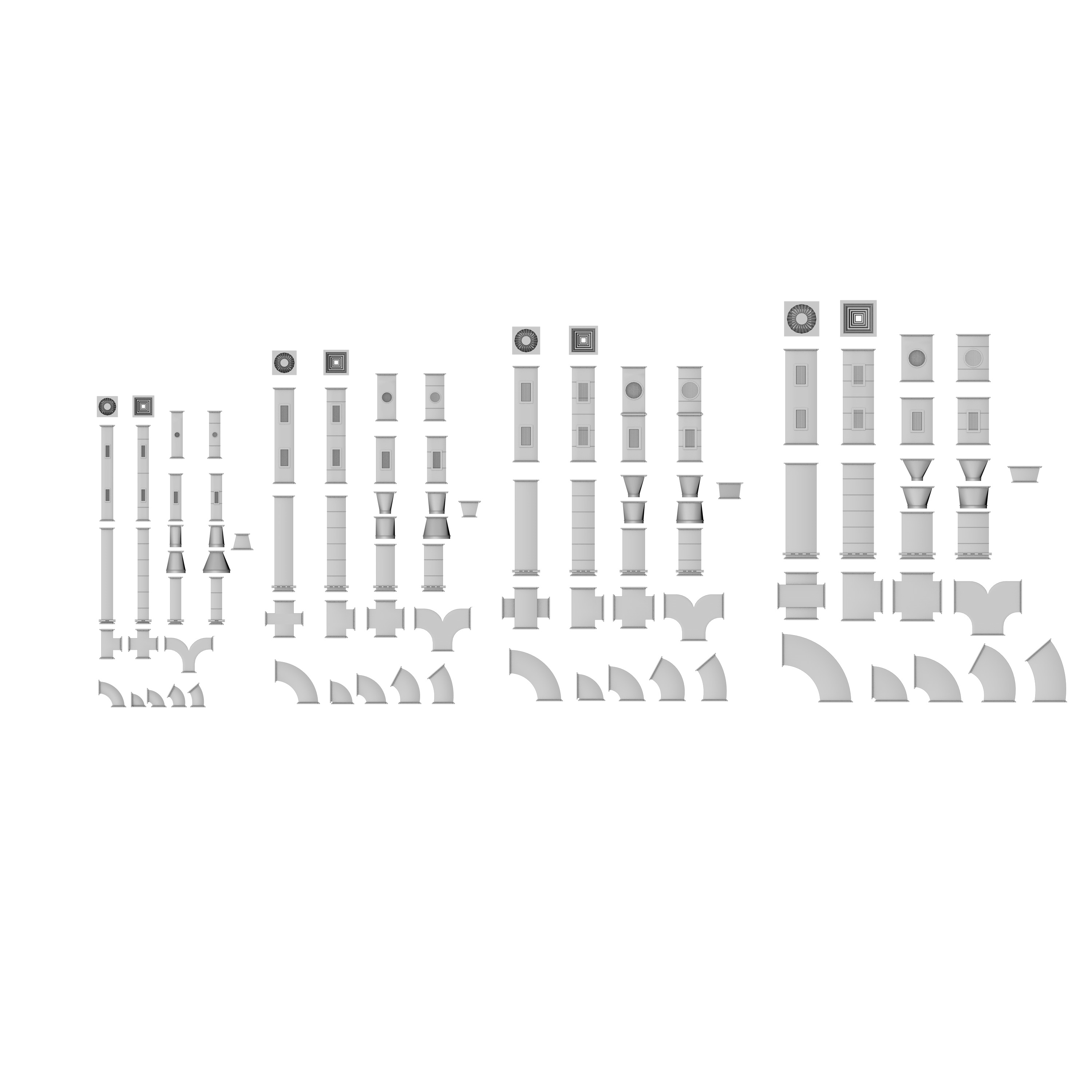 Industrial ceiling  Ventilation system  3D model_12