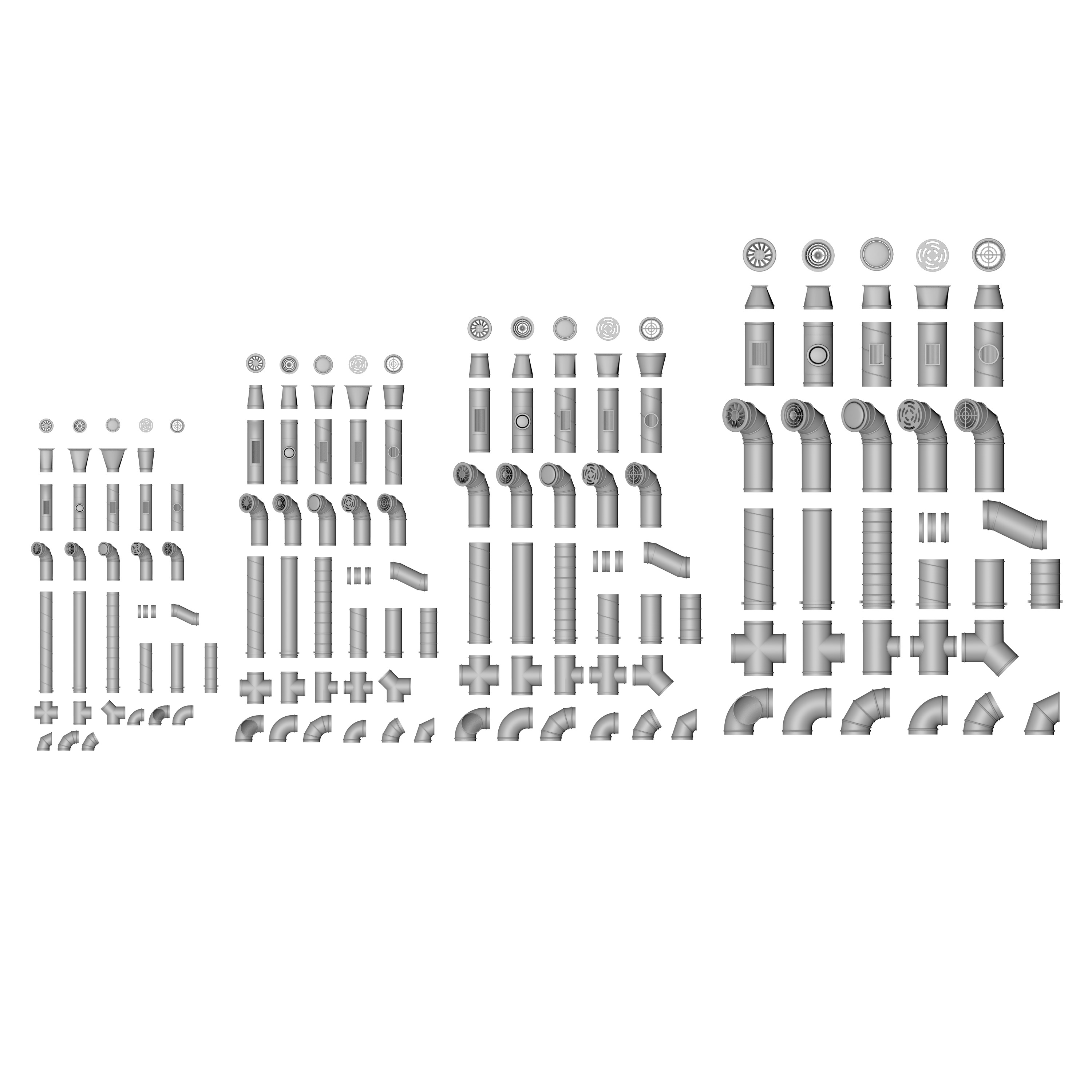 Industrial ceiling  Ventilation system  3D model_11