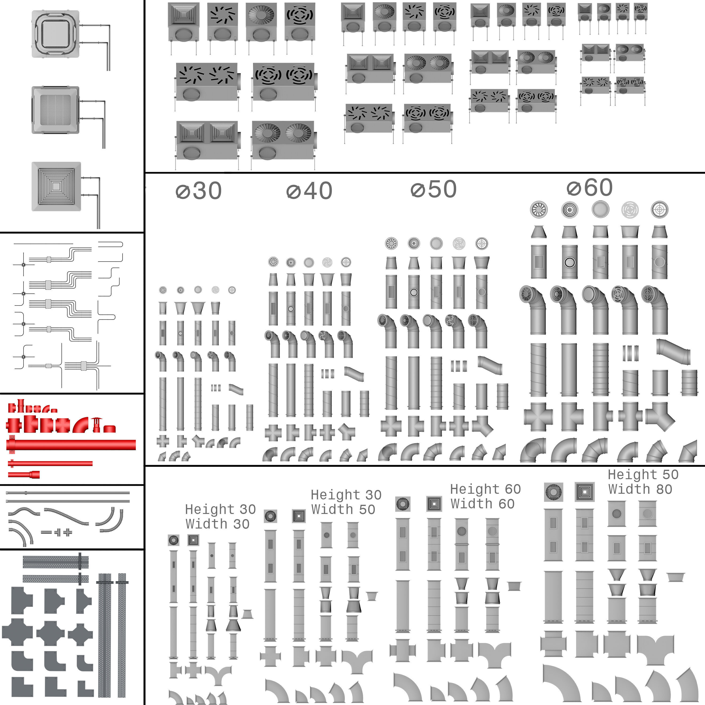 Industrial ceiling  Ventilation system  3D model_10