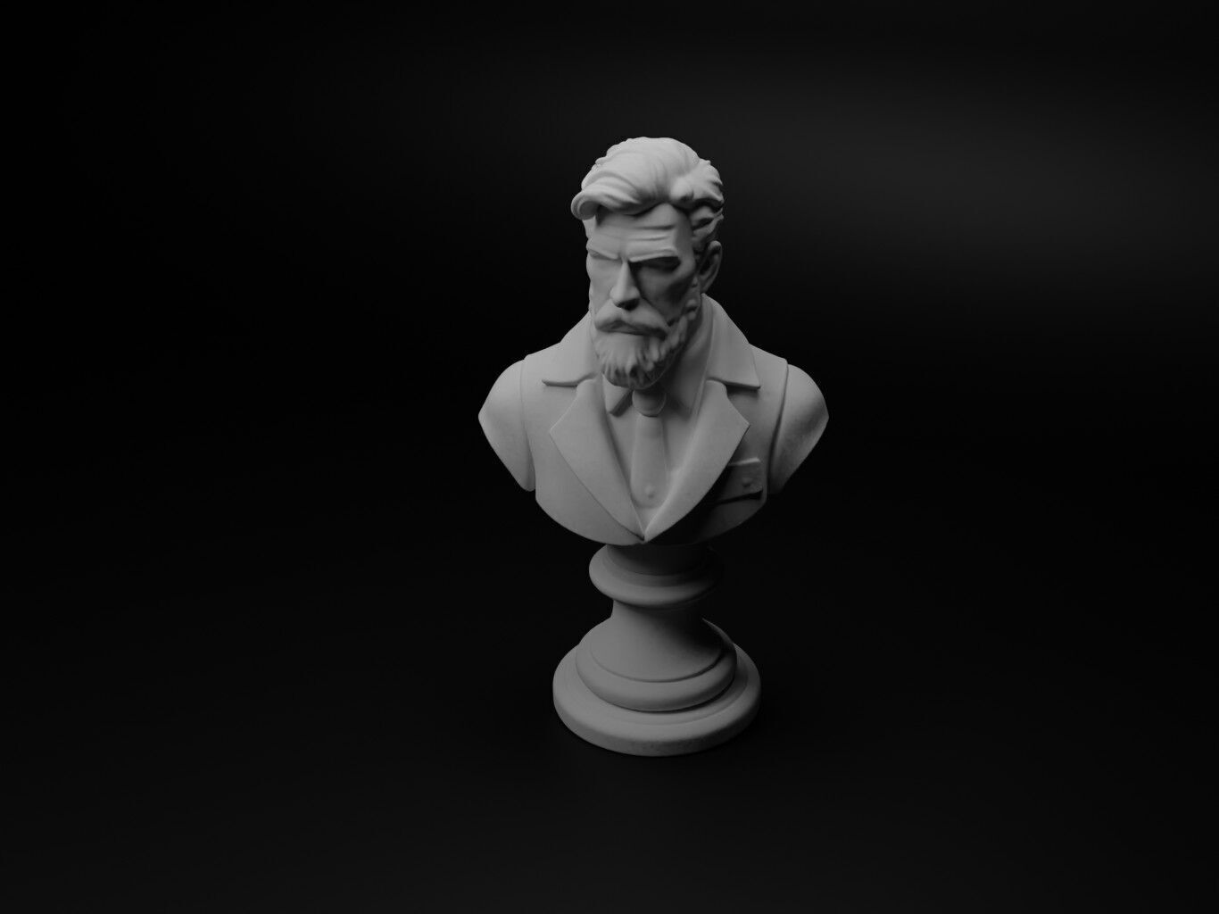 City Guardian Bust Chess 3D print model_1