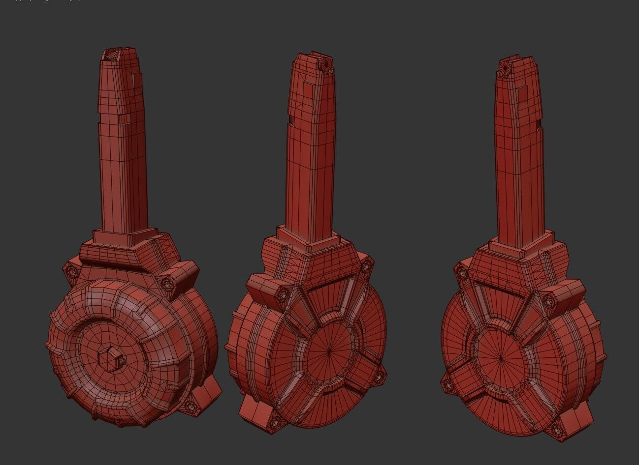 Glock 17 And 19 Drum Magazine Low-poly 3D model_22